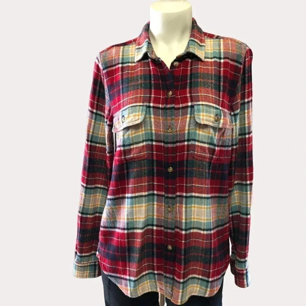 𝅺American Eagle AHH-Mazingly Soft Red & Blue Flannel Button Down Shirt Med